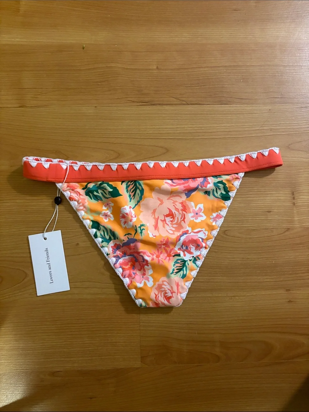 Adrift Bikini Bottom in Tangerine Floral Revolve Crochet